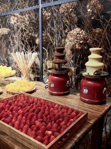 Fuentes de chocolate con frutas